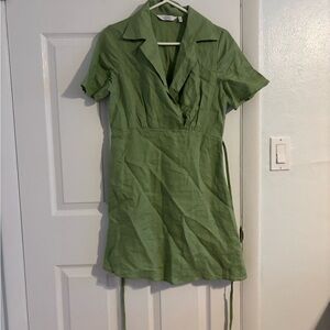 & Other Stories Olive Green Mini Wrap Dress